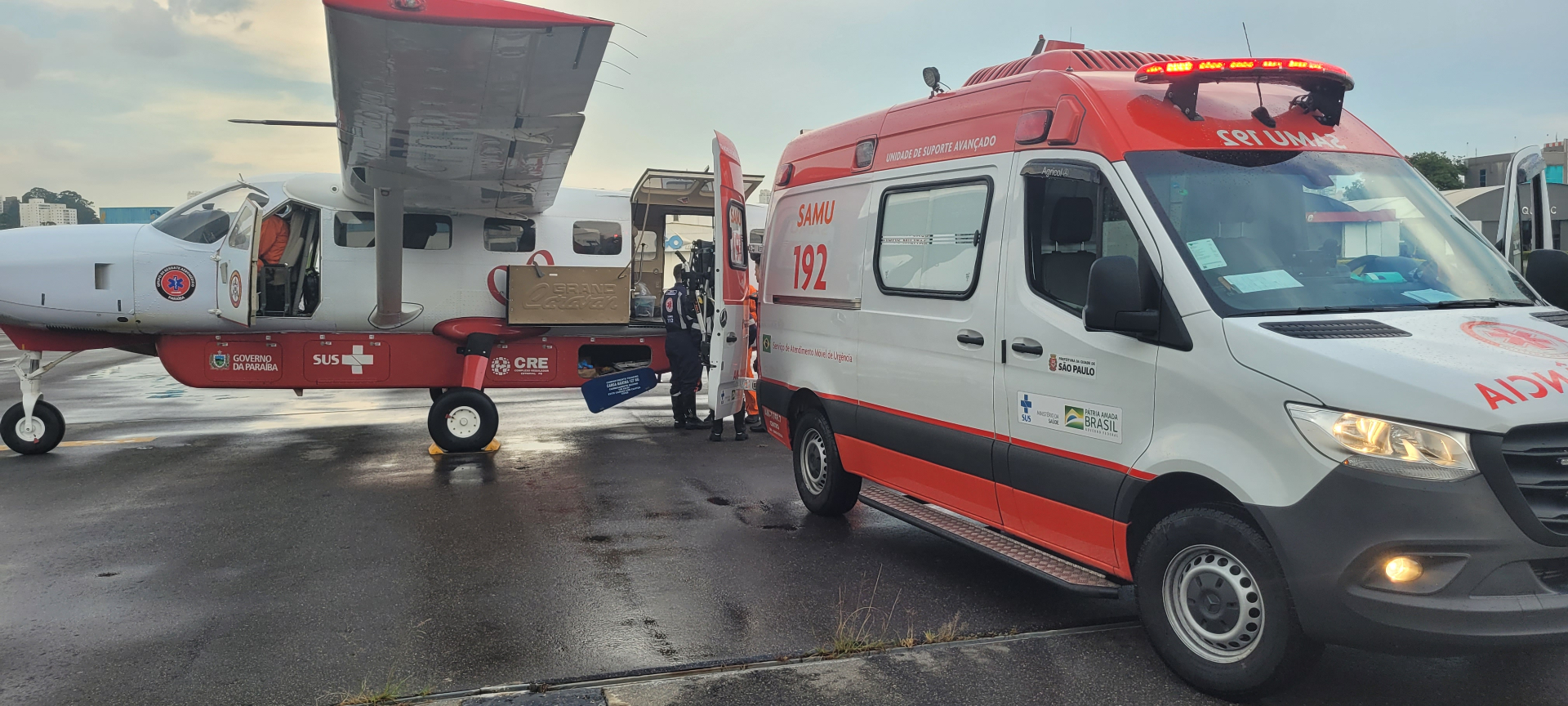 Equipe P&N em operação com SAMU aéreo e ambulância